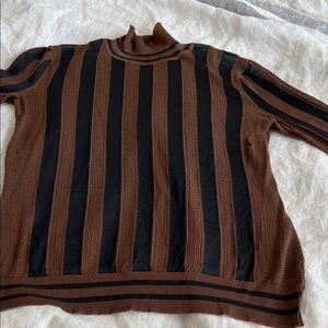 Fendi Brown and Black Striped Lightweight Sweater